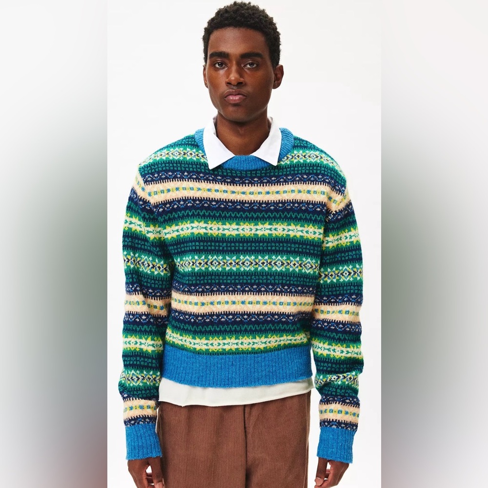 Urban Outfitters Hudson Fair Isle Crew Neck Sweater Size M NWT